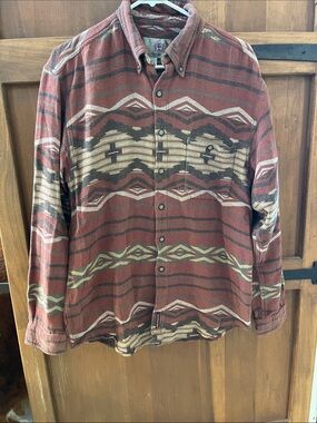 The Territory Ahead Rust and Beige Aztec Button-Down Shirt